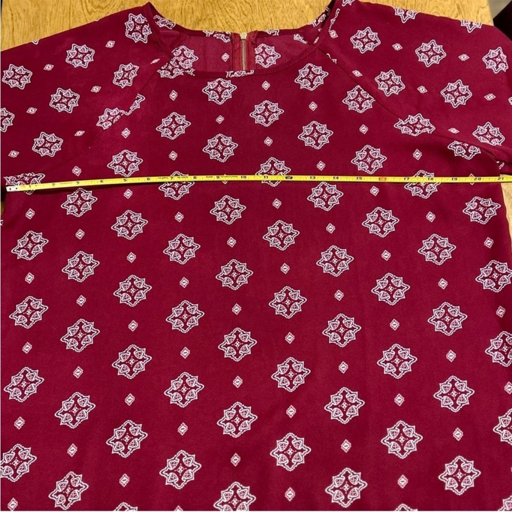 Papermoon Larie Blouse, Maroon Wine Berry Burgundy 3/4 Tie-Sleeve Top, Large - Picture 5 of 8